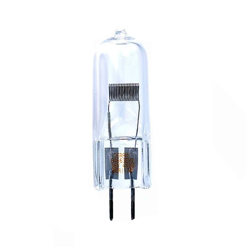Small clear halogen bulb with G6.35 bipin base, 2.34 inches long