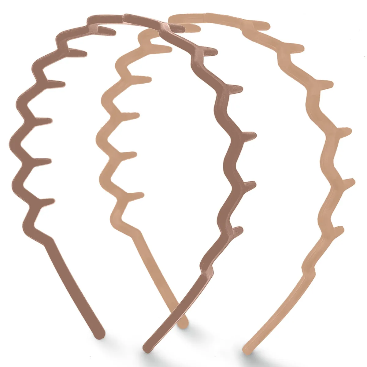 Two neutral plastic zig zag headbands, comb style