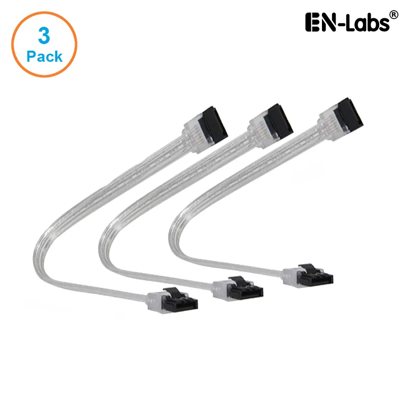EN-Labs EN-Labs 3PKSATAIII10CL SATA cable 3-pack 10in clear locking latch — product photo