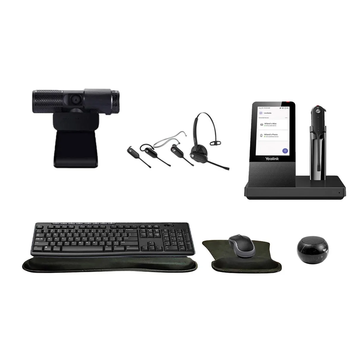 Yealink Network Technology Co., Ltd Yealink Network Technology Co., Ltd WH67 Bundle: headset, console, webcam, keyboard, mouse, speaker, gel pad — product photo