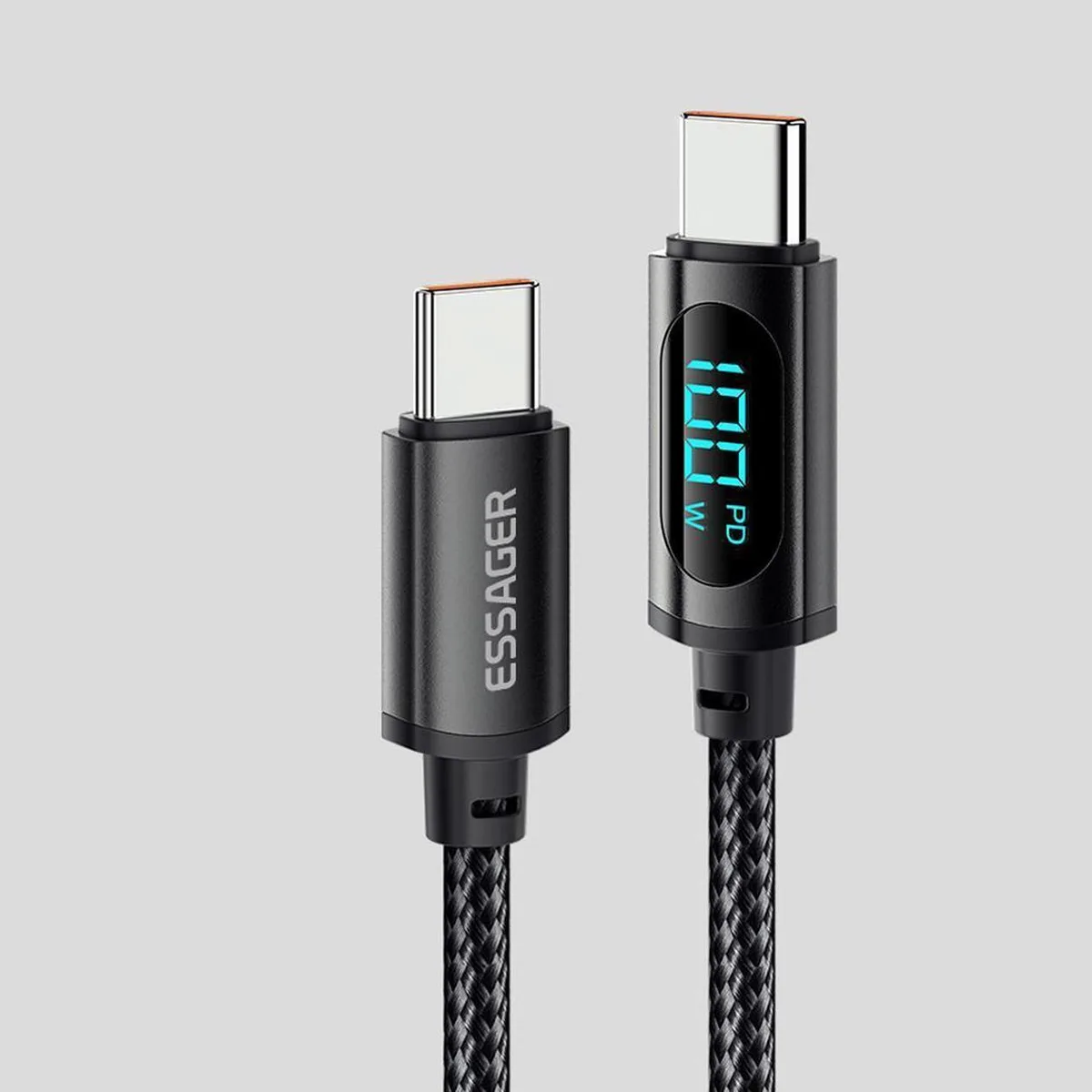 SMUGDESK SMUGDESK USB C to USB C Cable with LED Display 100W 5A 6.6ft Black — product photo
