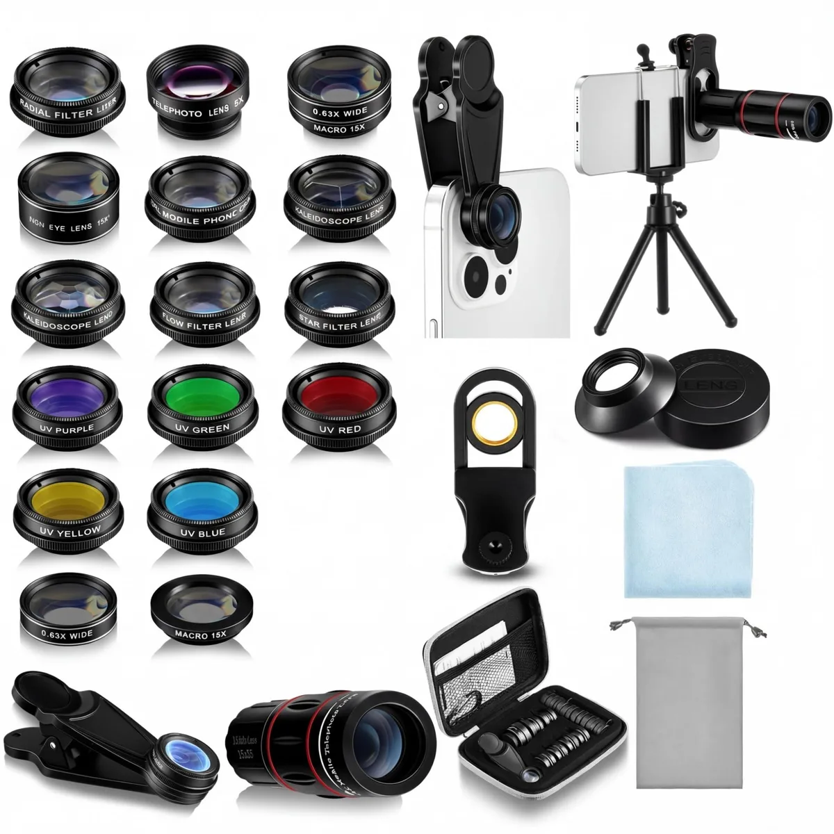 Mootycapa 21 in 1 Phone Camera Lens Kit Black — product photo