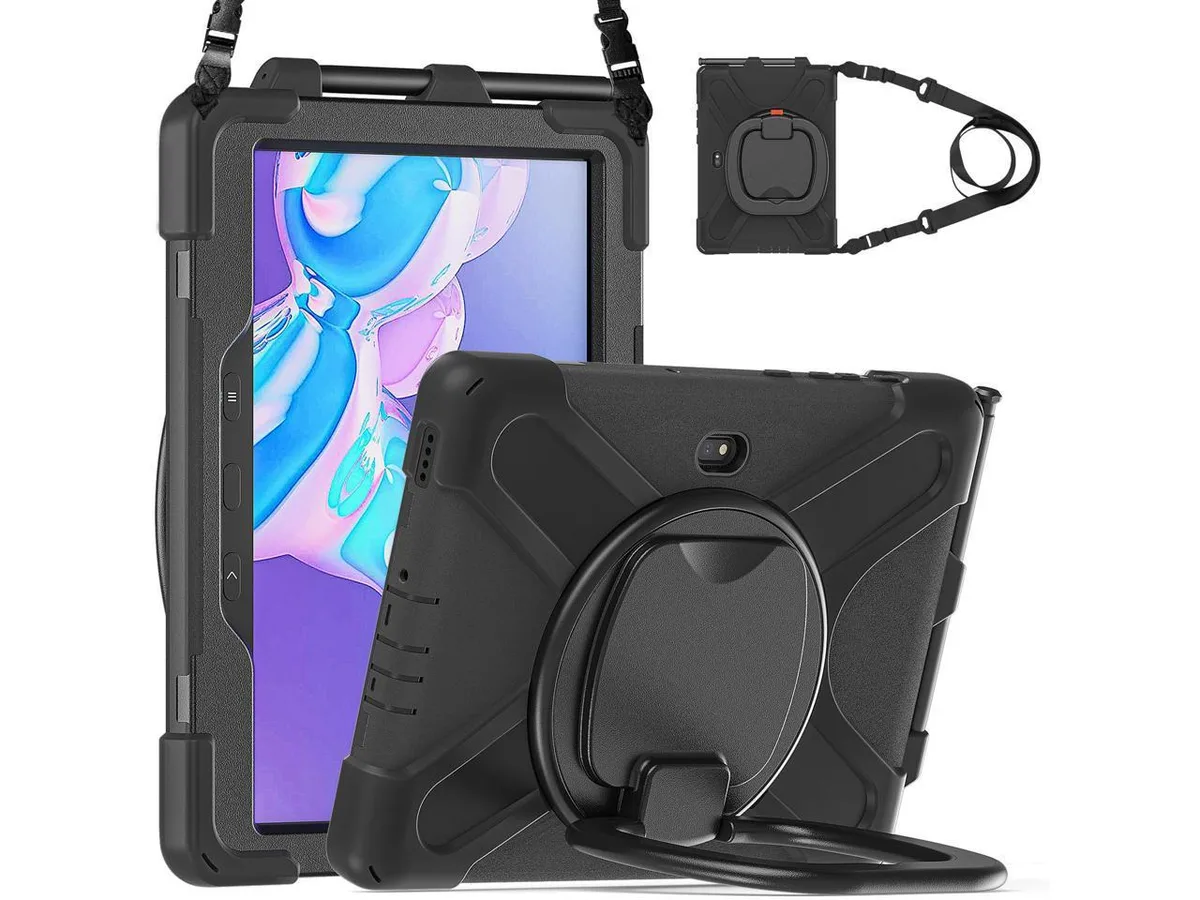BONAEVER BONAEVER SM-X350 10.1 inch rugged case with 360 stand, hand strap, shoulder strap, S Pen holder — product photo