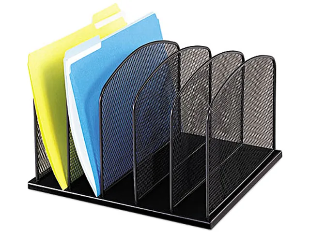 Safco Products Safco Products 3256BL Mesh Desk Organizer, Five Sections, Steel, Black — product photo