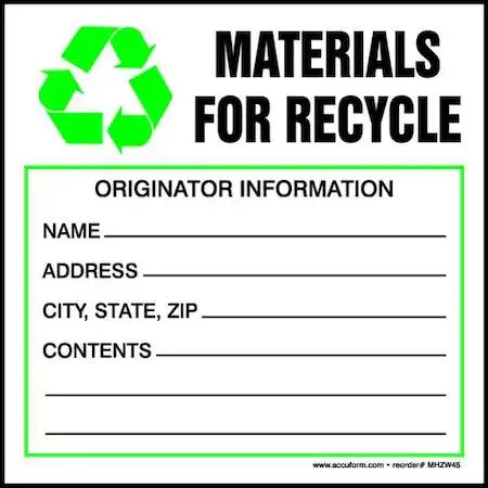Accuform Signs Accuform Signs MHZW45EVC DOT Handling Label Polyester 6" W 6" H — product photo