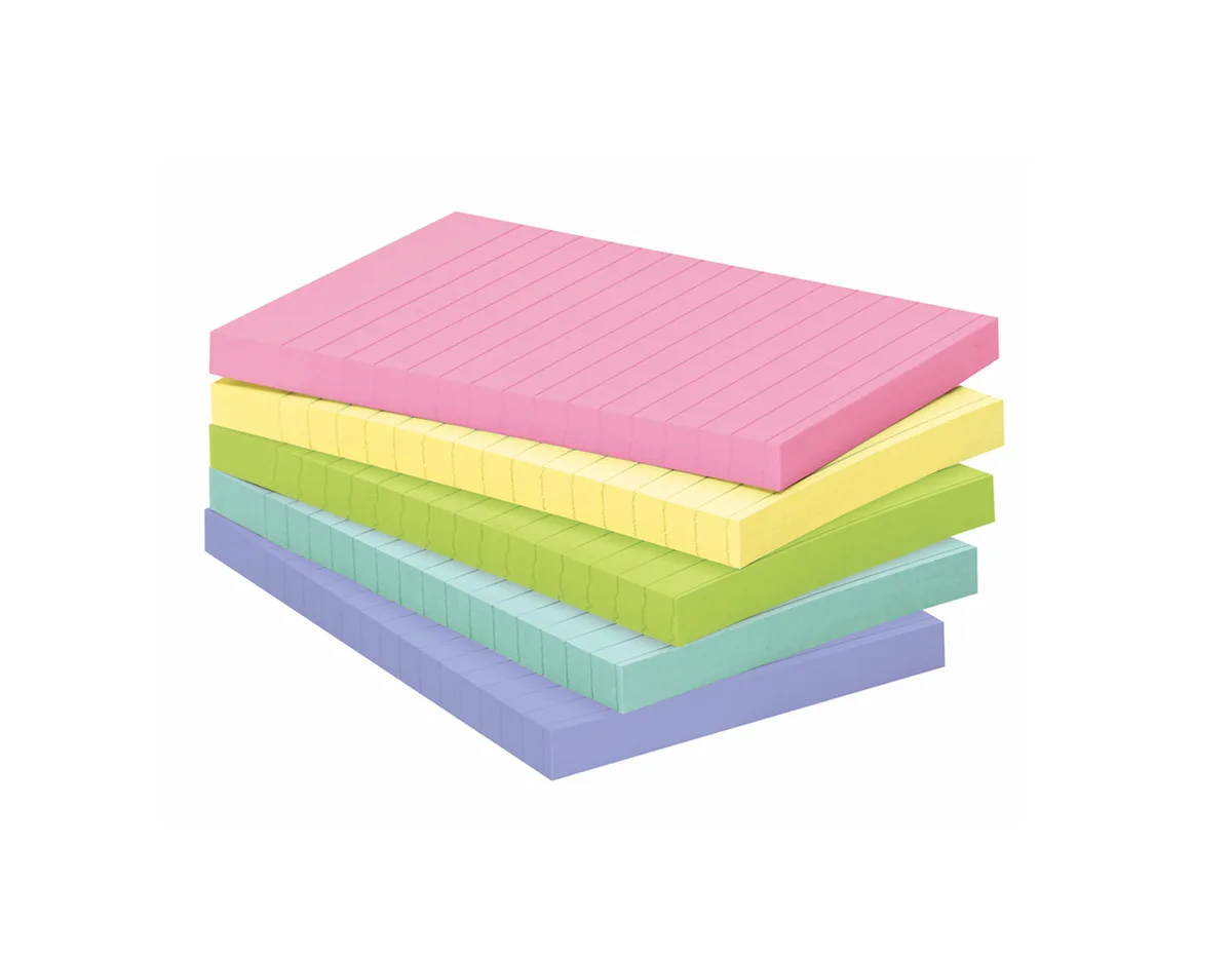 3M 3M 6605PKAST Ruled Educational Pads 4 x 6 Five Colors 5 Pack 100-Sheet — product photo