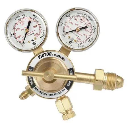 Brass nitrogen regulator with T-handle and gauges