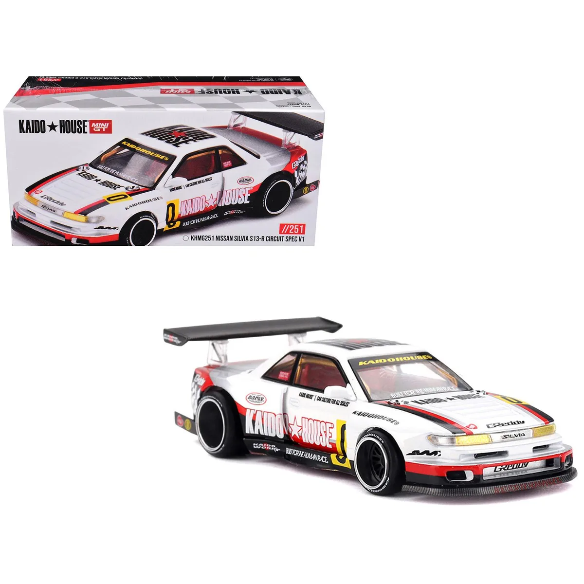 True True Nissan Silvia S13-R "Circuit Spec V1" RHD White 1/64 Diecast Kaido House — product photo