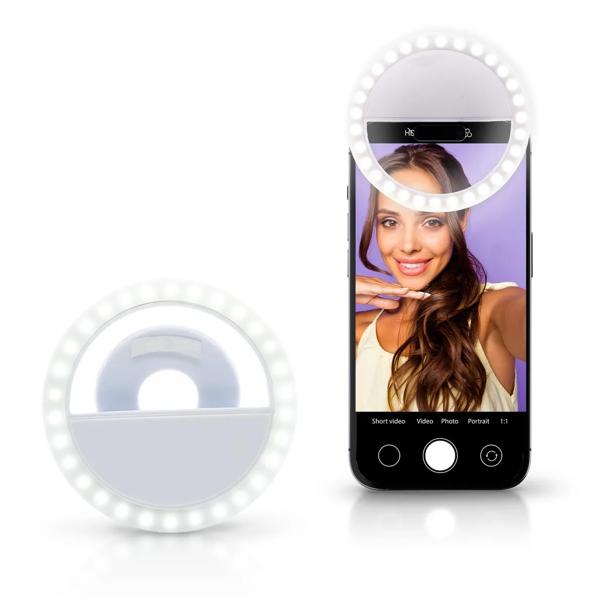  Windy City Novelties LED Selfie Ring Light Clip-On 3.5" White — product photo