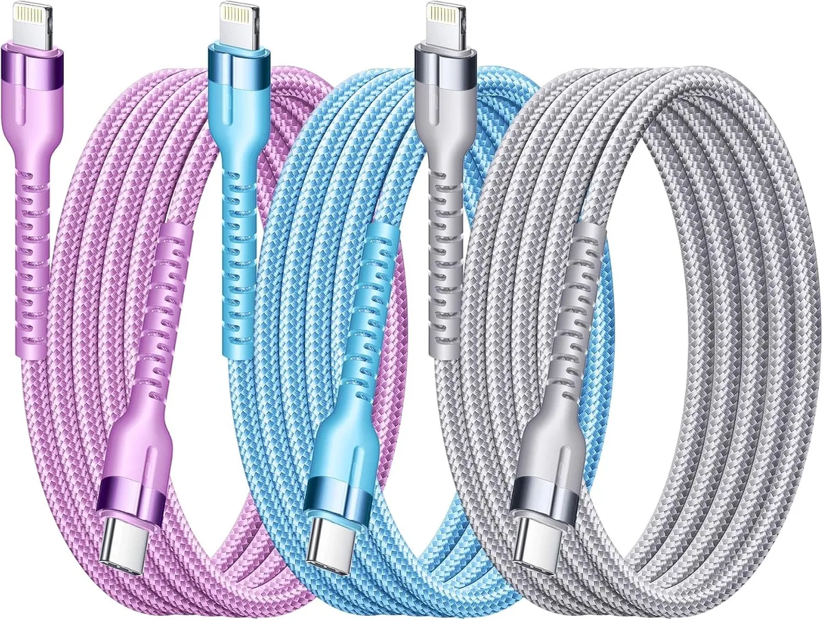 MCHOSE MCHOSE USB-C to Lightning Cable 3-Pack 3ft MFi 20W Nylon Braided — product photo