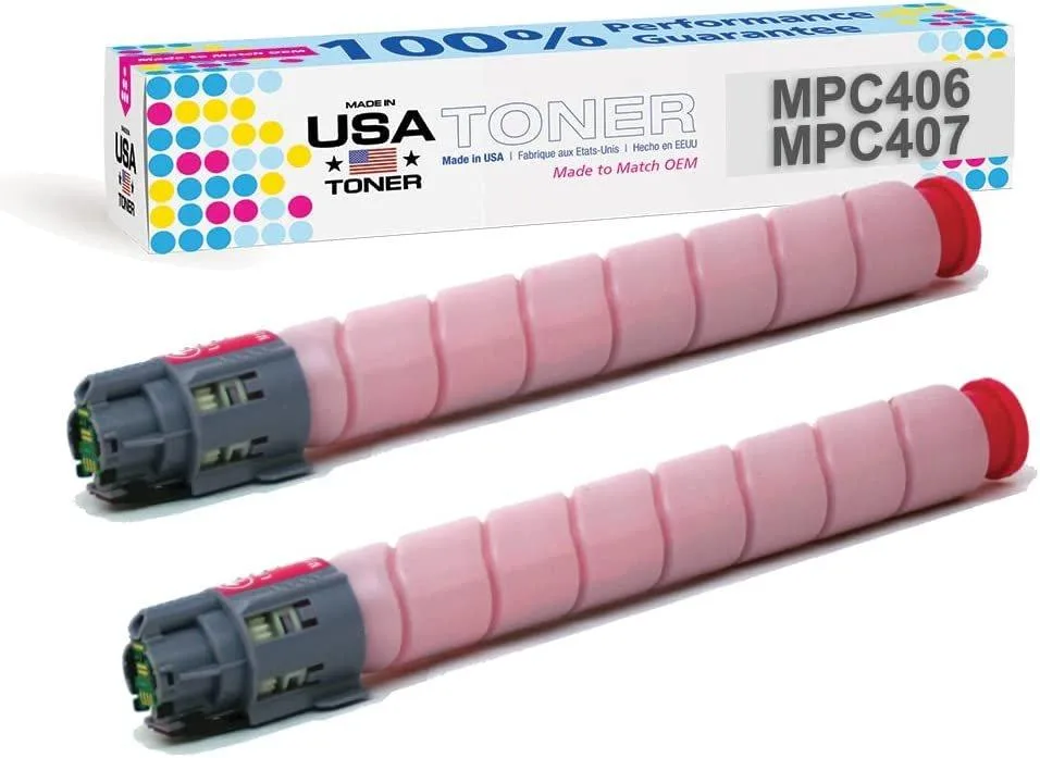 MADE IN USA TONER MADE IN USA TONER Compatible for Ricoh MP C306 C307 C406 C407 Magenta 2 Pack 8000 Pages — product photo