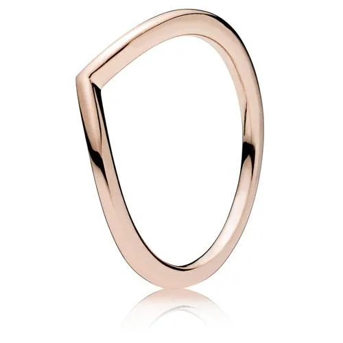 Wishbone-shaped Pandora Rose ring, high-shine sterling silver with 14k rose gold plating