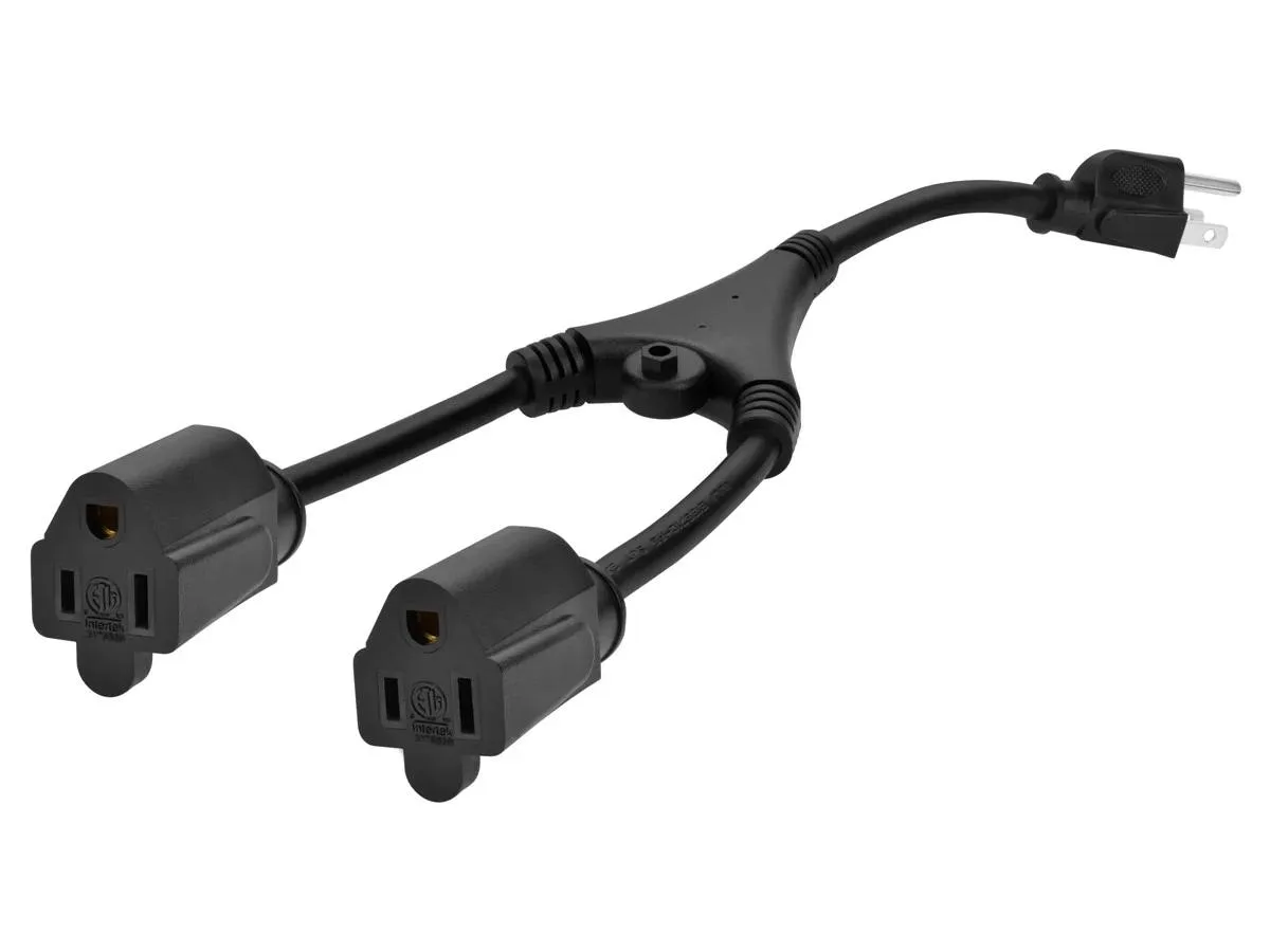 Monoprice Inc. Monoprice 135055 1 ft 18AWG 10A 120V Y-splitter power extension cord — product photo