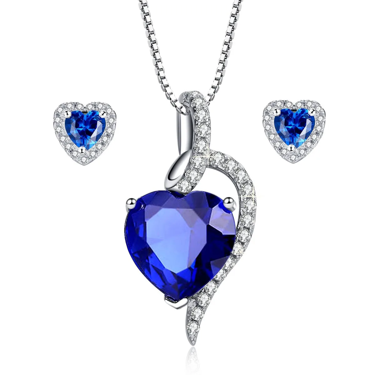 Mabella Fashion Mabella Fashion Heart Simulated Red Ruby Pendant Necklace 18 in Sterling Silver — product photo