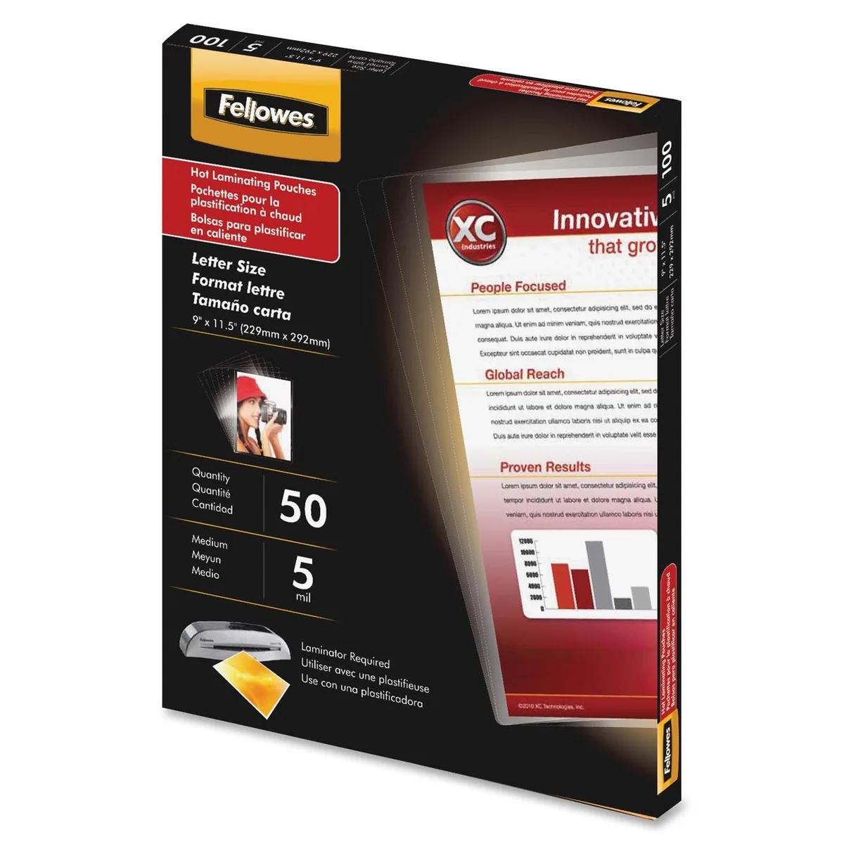 FELLOWES FELLOWES 5204007 Laminating Pouches 5 mil Letter 150 Pack — product photo