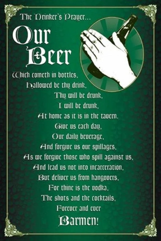 Drinker's Prayer poster print 22 by 34 inches on heavy stock paper