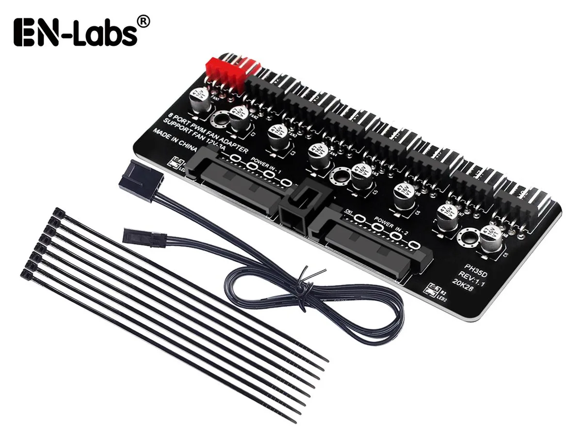 EN-Labs EN-Labs PWMHUB10SMG 8 Port 4Pin PWM Fan Hub internal power cable — product photo