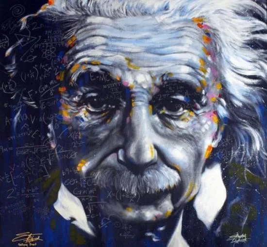 Albert Einstein poster print by Stephen Fishwick on premium heavy stock paper, 24 by 36 inches