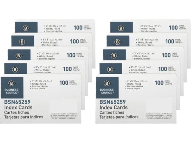 Business Source Business Source 65259BX Ruled Index Cards 3 x 5 in 1000 Box — product photo