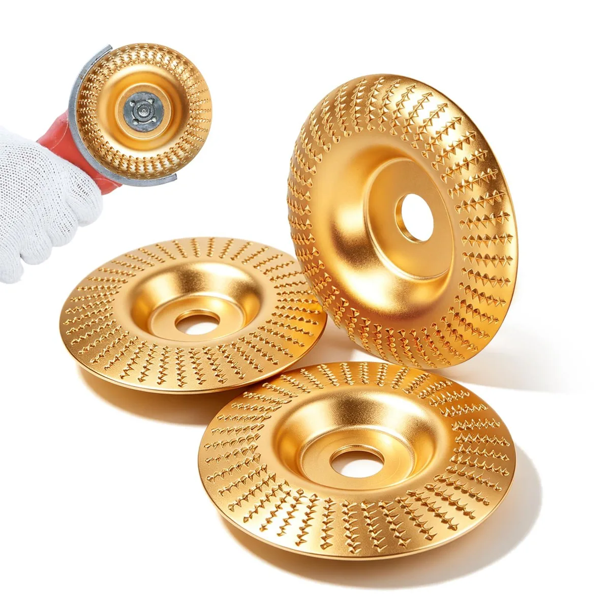 DeWalt 3-Piece Tungsten Carbide Wood Carving Disc Set for 4.5" Grinders — product photo