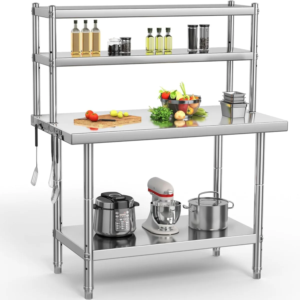 WUQ WUQ Stainless Steel Work Table 36" x 24" with Overshelf 36" x 12 — product photo