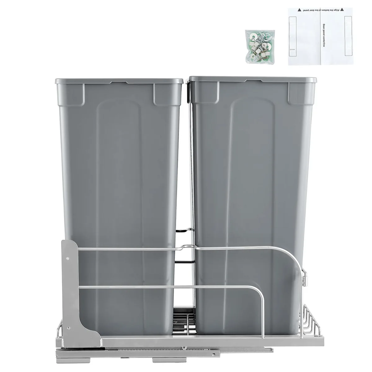 VEVOR VEVOR Pull-Out Trash Can 50 QT x2 Double Under Mount Grey — product photo
