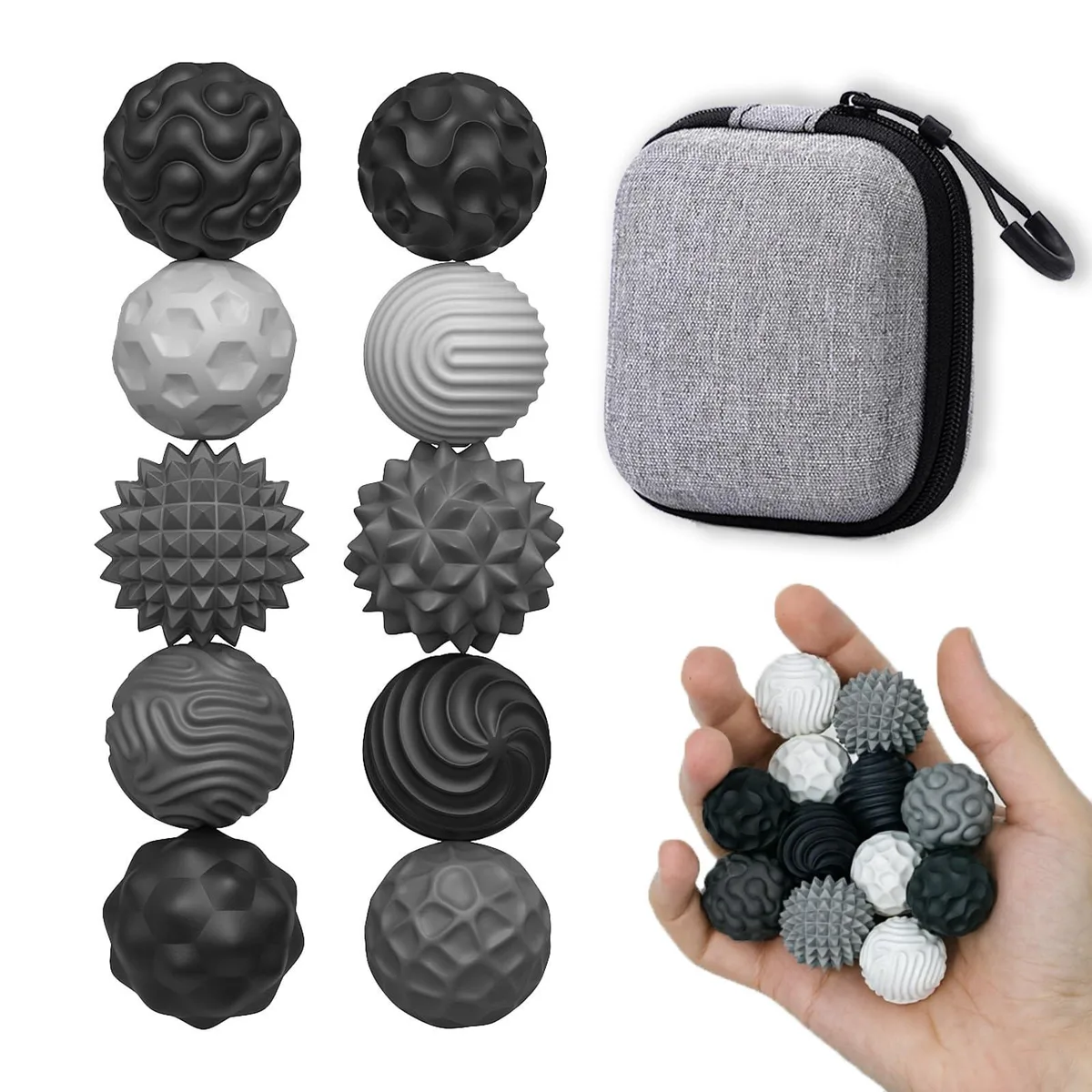  Silicone Magnetic Fidget Balls 10 Kinds Black — product photo
