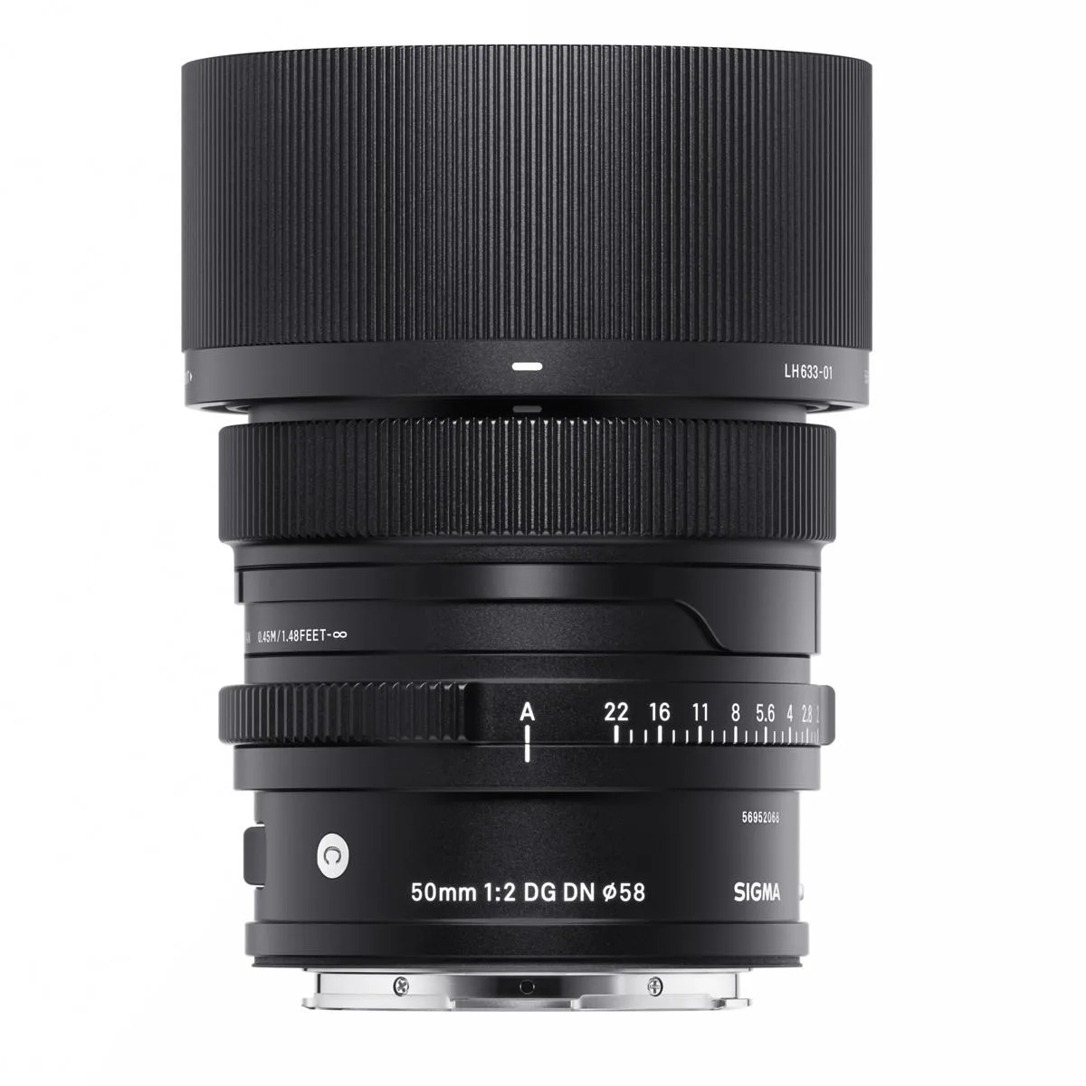 SIGMA SIGMA 50mm f/2.0 DG DN Contemporary L Mount camera lens with 58mm UV filter and cleaning cloth — product photo