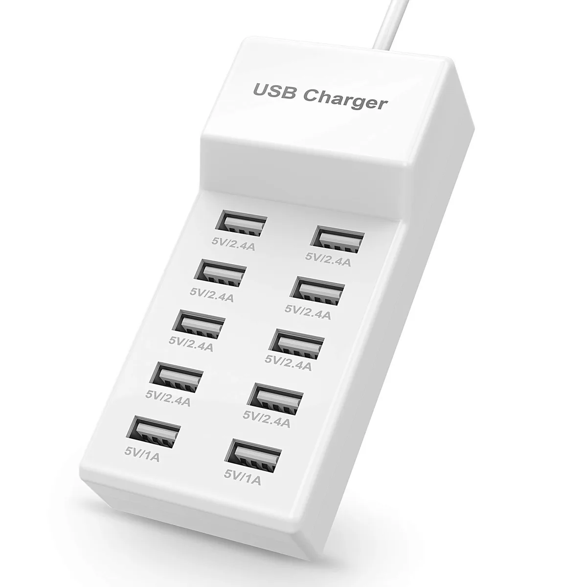KEHIPI KEHIPI 10PORT 10-Port USB Charger White 5V 12A — product photo