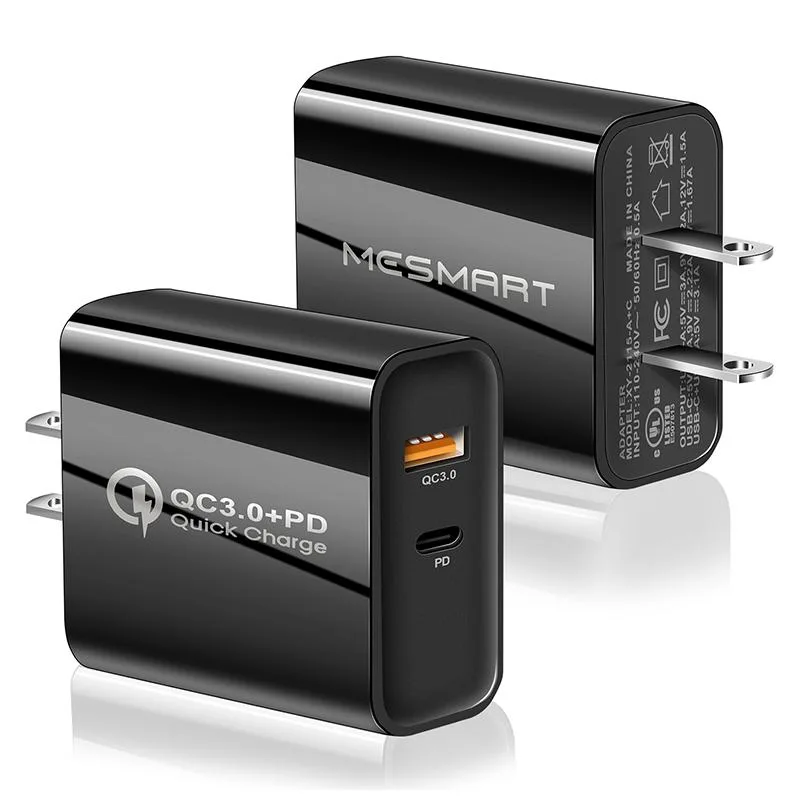 MESMART MESMART 35W 2-Port USB-C PD+QC Wall Charger 2-Pack Black — product photo