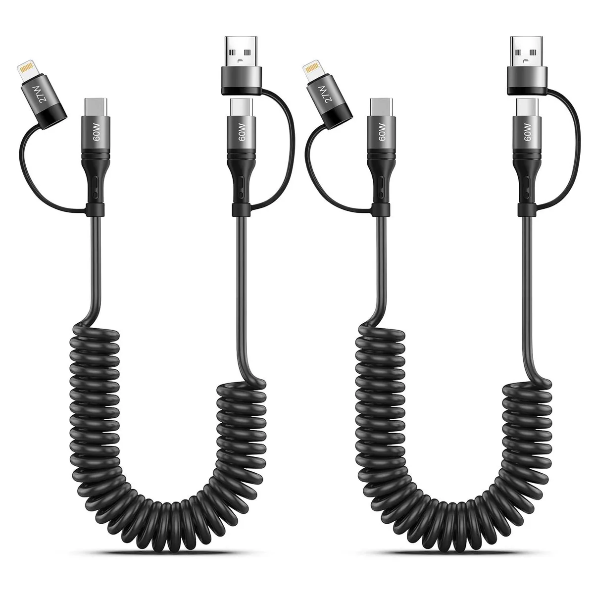 MCHOSE MCHOSE 60W Coiled USB-C to Lightning Cable 2-Pack 4ft MFi Certified — product photo
