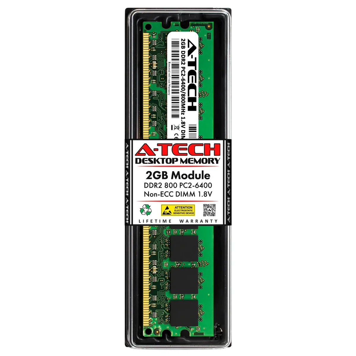 A-Tech A-Tech 2GB DDR2 800MHz PC2-6400 1.8V CL6 240-Pin desktop RAM — product photo