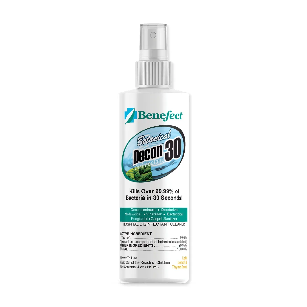 No Sew No Sew Benefect Botanical Decon 30 Disinfectant Cleaner 4 oz Spray Bottle Light Lemon &amp; Thyme Scent — product photo