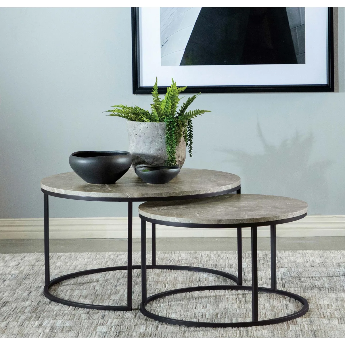 tuphen tuphen Hanover Grey 2-Piece Round Faux Marble Nesting Coffee Table — product photo