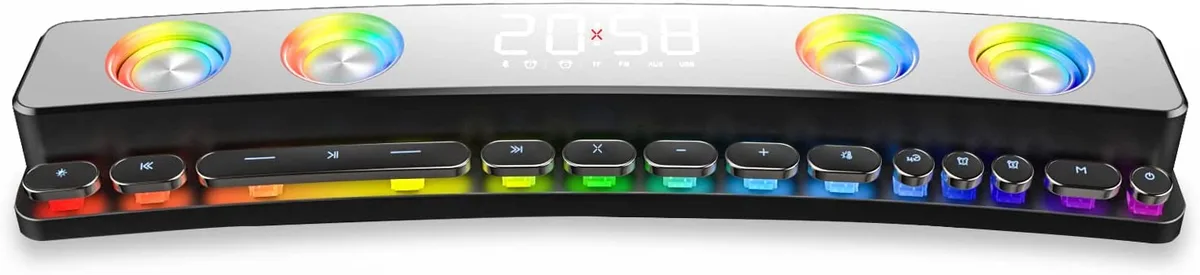 19-inch curved sound bar with RGB lighting and mechanical keys