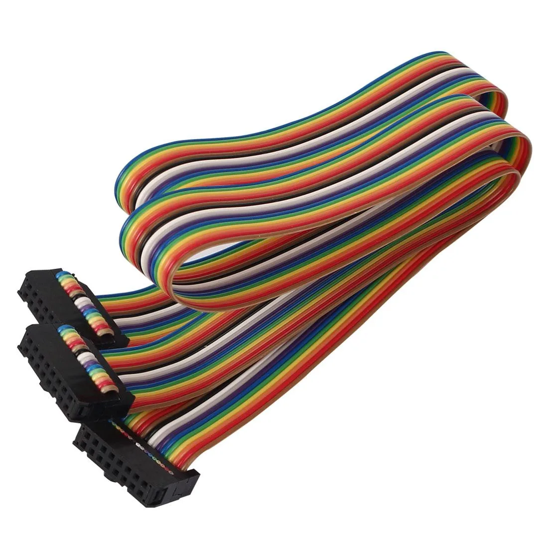 Unique-Bargains Unique-Bargains 16 Pin 16 Way F/F IDC Rainbow Ribbon Cable 50cm 2pcs — product photo