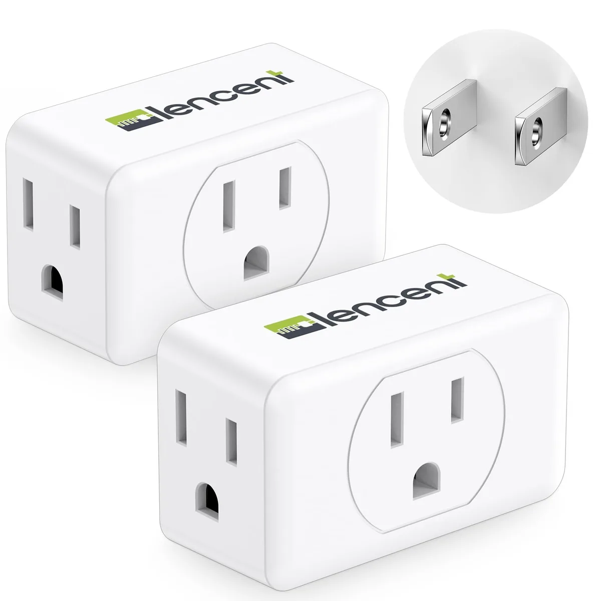  LENCENT 2 Prong to 3 Prong Adapter 2 Pack — product photo