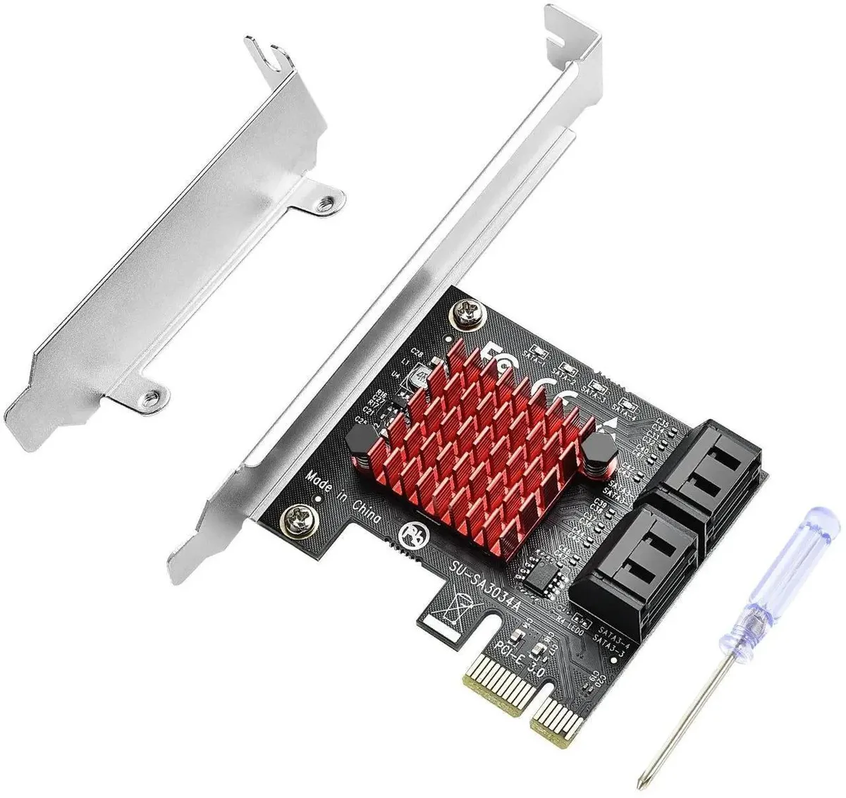 Vszerda Vszerda PCI-E to SATA Adapter 4 Port 6Gbps Low Profile Bracket SATA Cable — product photo