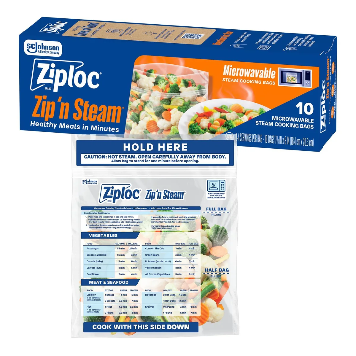 Ten transparent rectangular silicone bags with zipper closures, each 9 by 2.3 by 2.9 inches