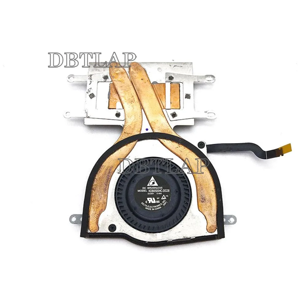 Small black rectangular cooling fan with silver heatsink fins and cable connector
