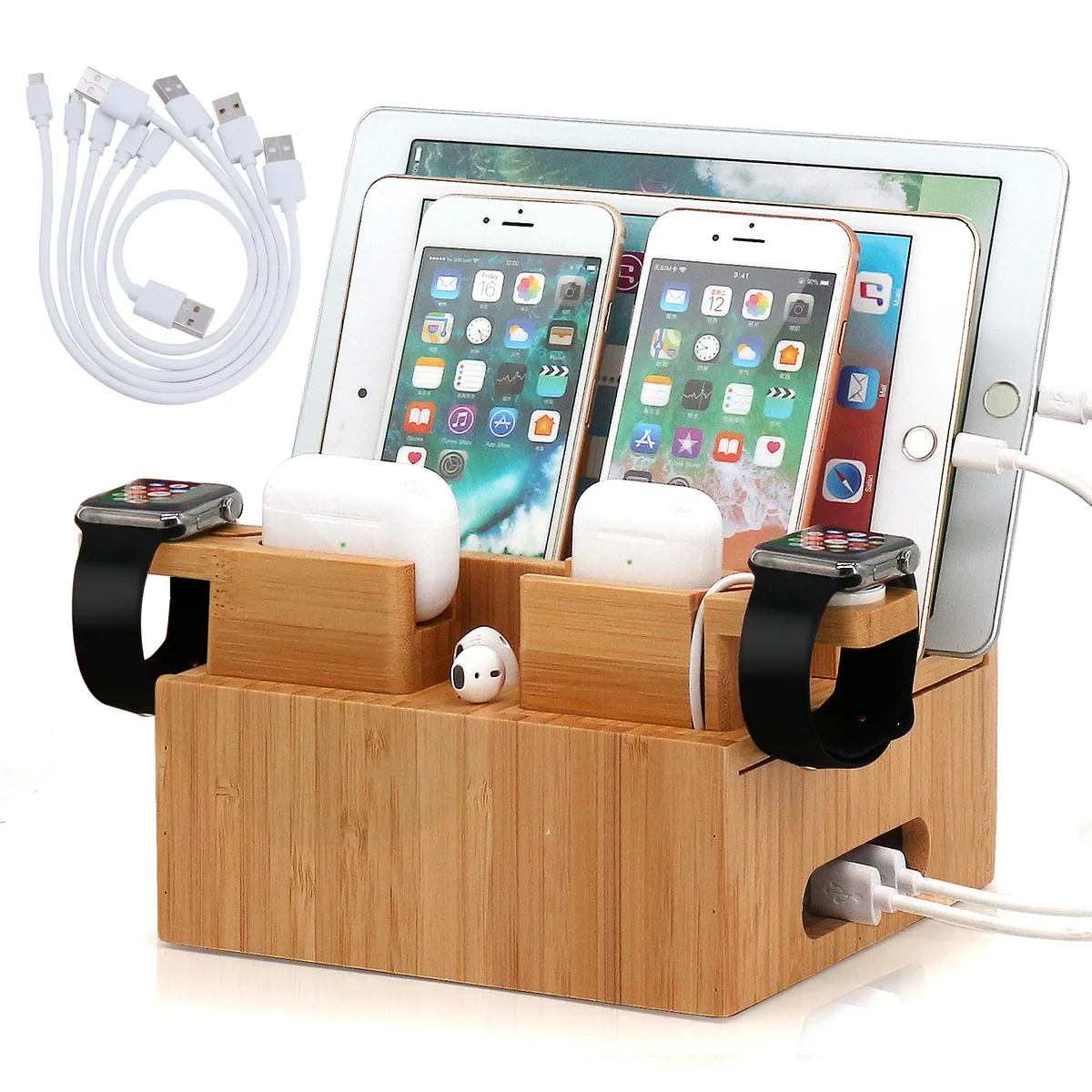 Beebo Beabo Beebo Beabo Bamboo Charging Station with 5 USB Cables — product photo