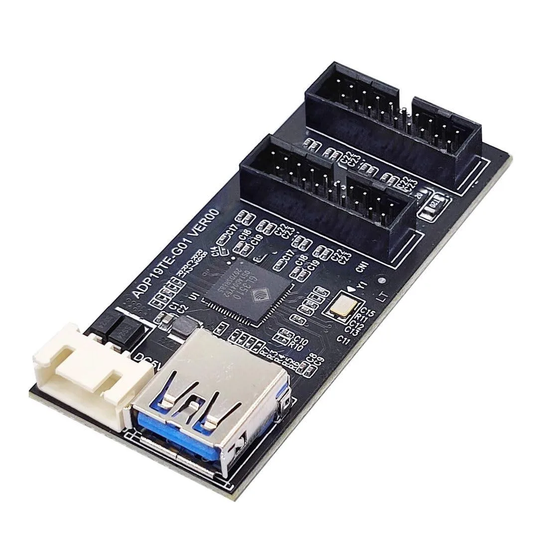 Vszerda Vszerda U3-084-AF USB 3.0 19/20pin 1 to 2 hub adapter with SATA power — product photo
