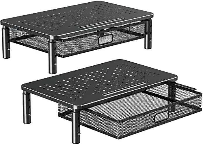 TAURKENAM TAURKENAM 2 Pack Monitor Stand Riser with Drawer Black — product photo