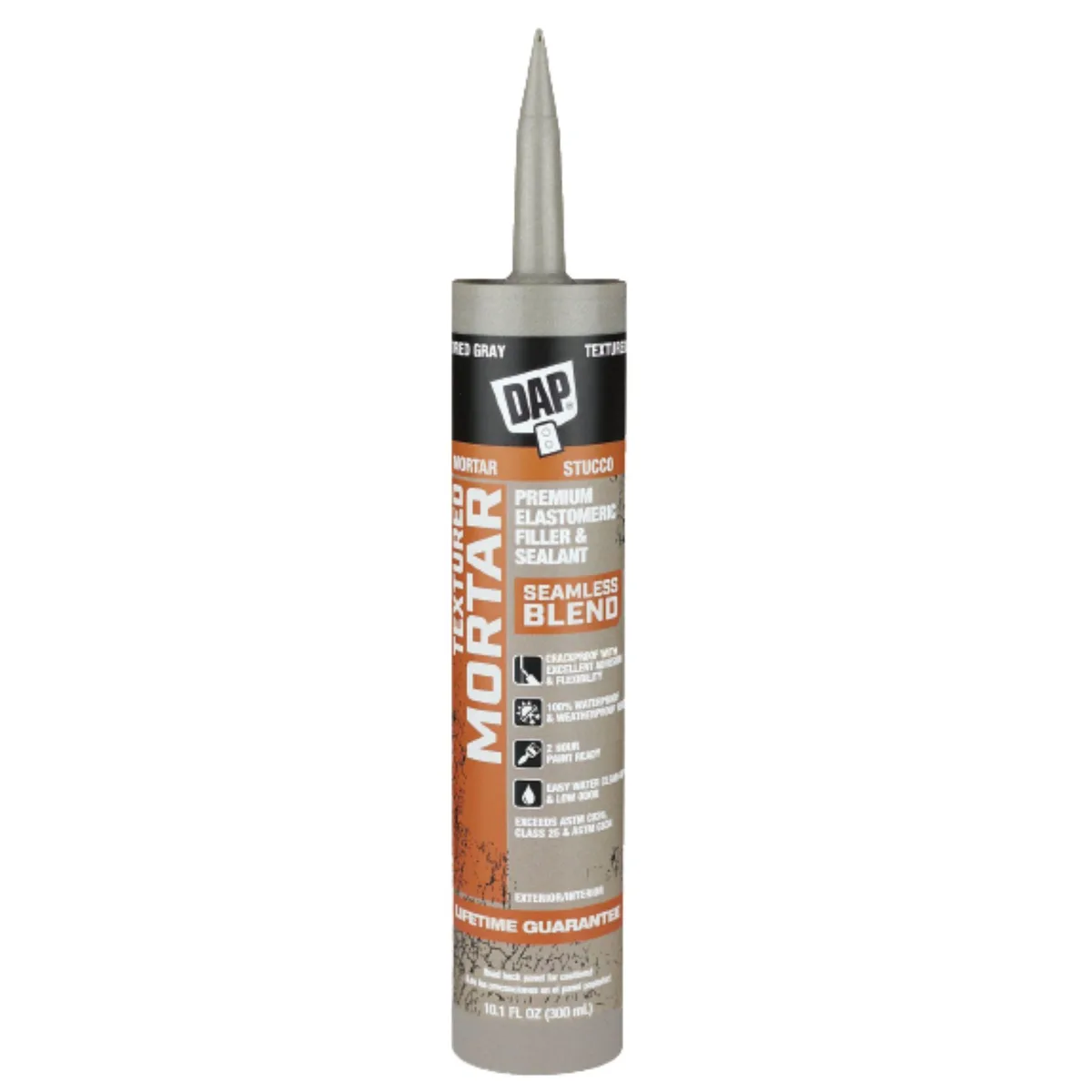 D.A.P. D.A.P. Textured Mortar Elastomeric Filler &amp; Sealer 10.1 fl oz Grey — product photo
