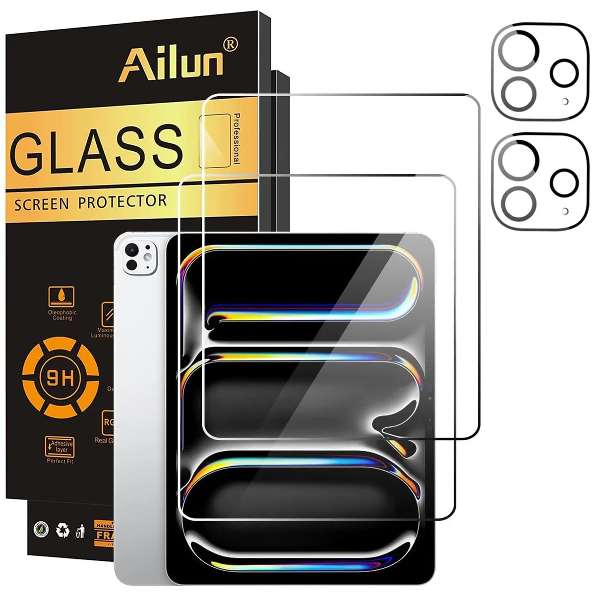  Ailun iPad Pro 13 Inch 2025/2024 Screen &amp; Camera Lens Protector 4 Pack — product photo