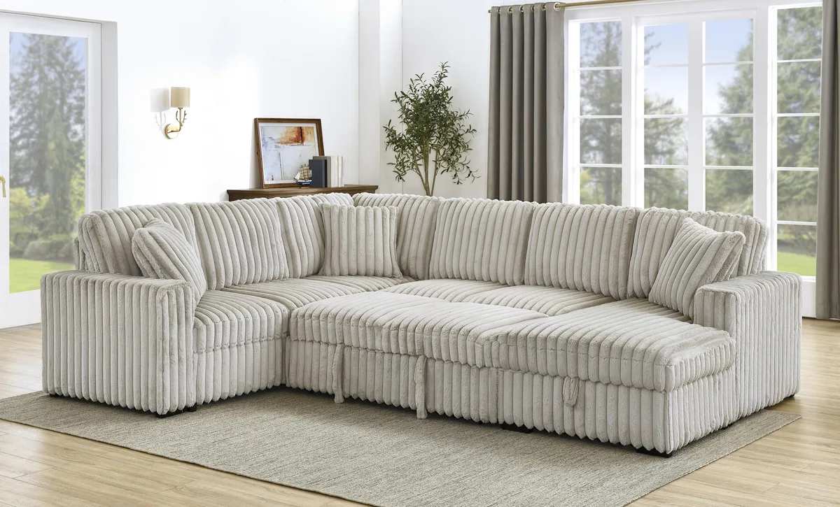 tuphen tuphen 122 Inch U-Shape Sectional Sofa Bed Khaki — product photo
