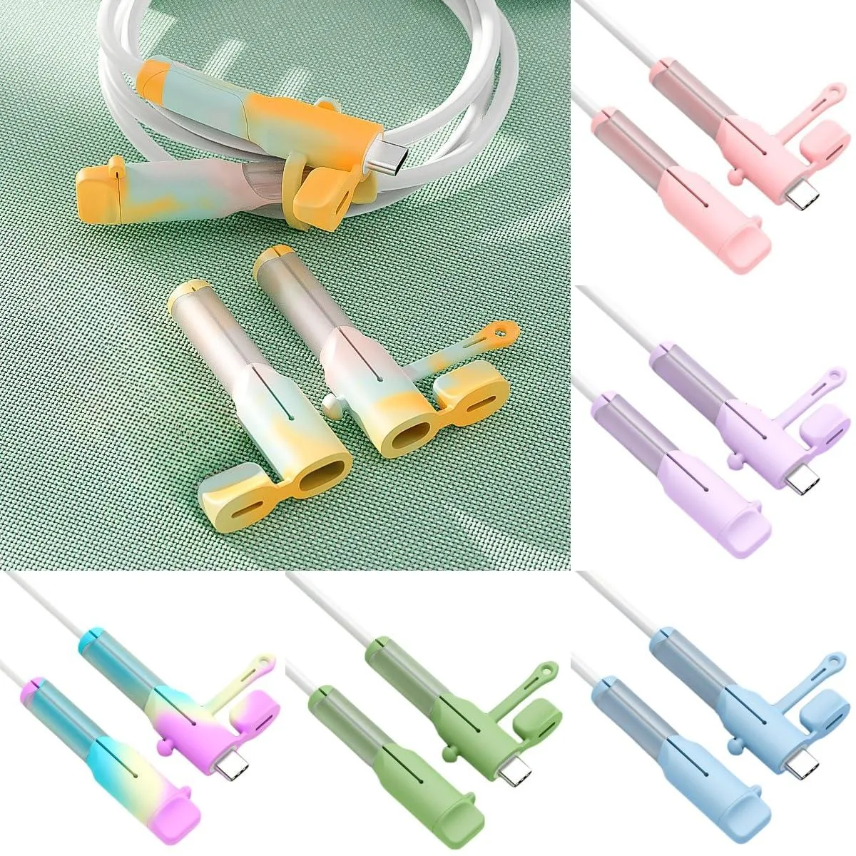  Qanhuhcuy Lightning Cable Protector 6 Sets 12pcs 6 Colors — product photo