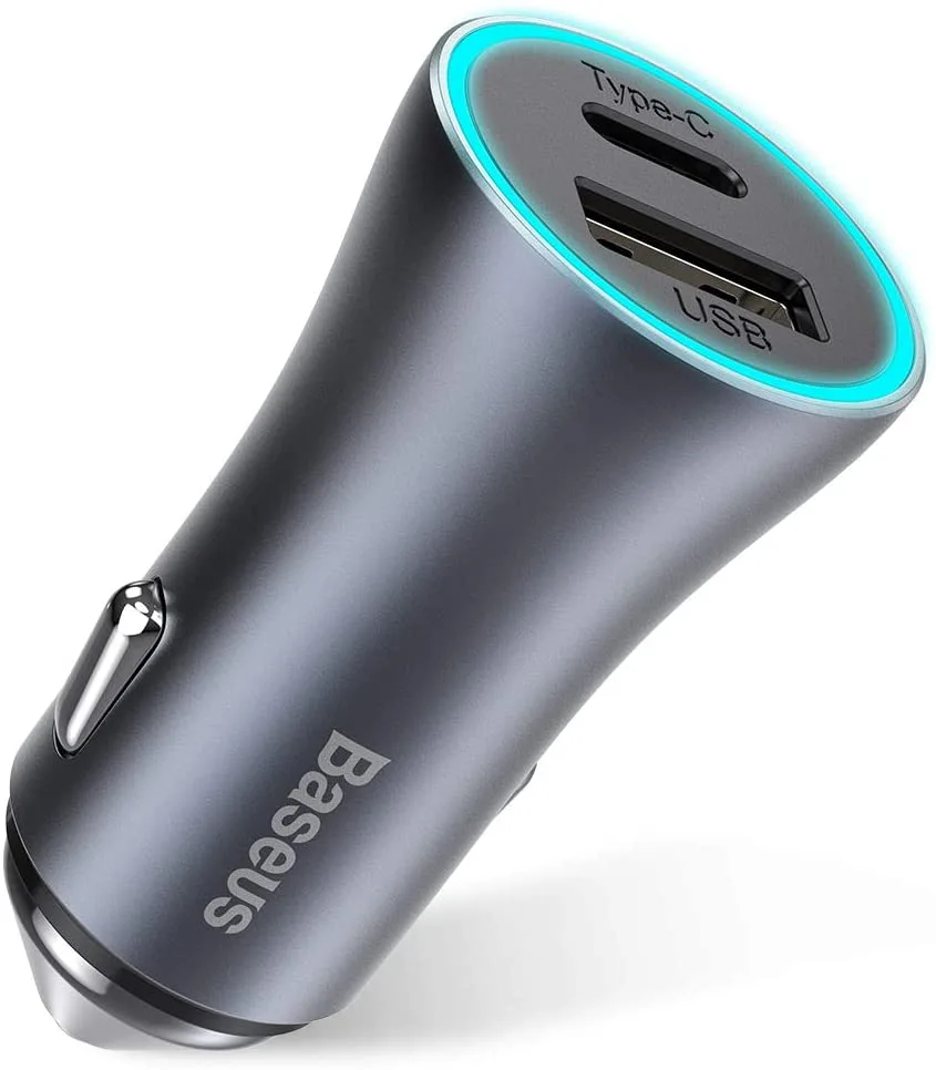 BASEUS BASEUS CCJDZ-C 40W Dual Port Car Charger USB-C USB-A LED Display — product photo