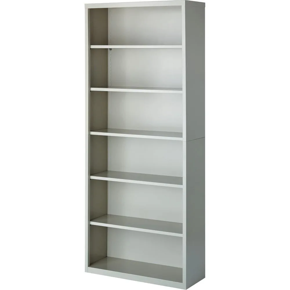 Lorell Lorell 41292 Steel Bookcase 6-Shelf 82"H 34.5"W 13"D Light Gray office furniture — product photo