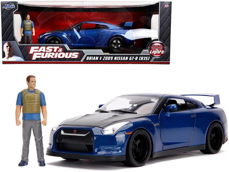 Jada Jada 31142 2009 Nissan GT-R R35 1/18 diecast vehicle with lights and Brian figurine — product photo